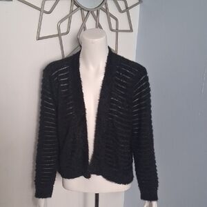 Calvin Klein Black Textured Open Cardigan